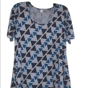Geometric LuLa Roe Women’s  Short Sleeve Shirt Multicolor Regular Size XS